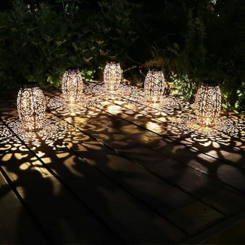 Solar Lantern Lights for Hanging or Table Outdoor Solar Light for Patio Courtyard Garden (Silver-1)