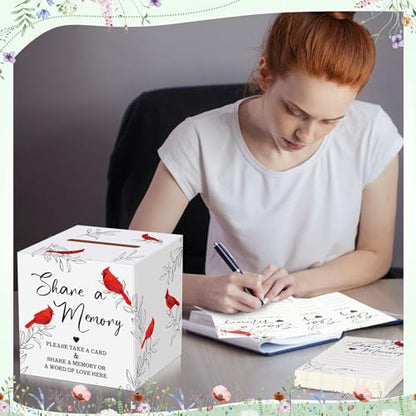 Fainne 50 Pcs Cardinal Share a Memory Cards with Celebration of Life Box Funeral Advice Cards Thank You Sympathy Holder Box Decor for Guest Funerals Memorial Service Farewell Remembrance Supplies - style: Cardinal