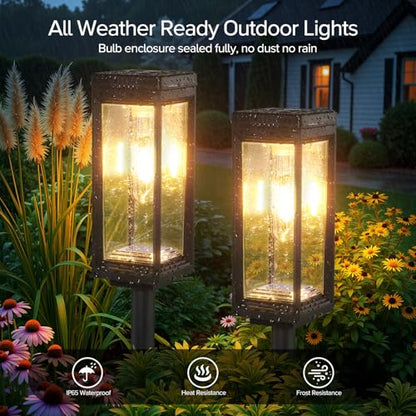 LETMY Solar Pathway Lights Outdoor, 4 Pack IP65 Waterproof Solar Path Lights with Auto On/Off, Bright Garden Lights for Landscape, Patio, Driveway & Yard - size: 4 PACK
