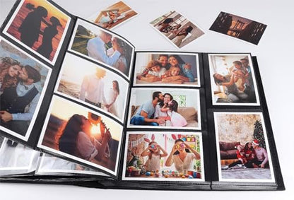 RECUTMS Photo Album 4x6 1000 Pockets Large Leather Family Photo Album Black | Extra Large Capacity, Black Page, Hold 1000 Horizontal and Vertical Photos, Anniversary Wedding Picture Book,DIY Cover Window - color: Black, size: 1000 pockets