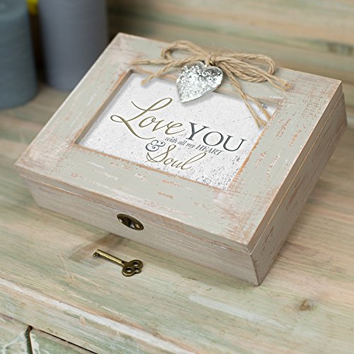 Cottage Garden Love with All My Heart Soul Natural Taupe Jewelry Music Box Plays You Light Up My Life