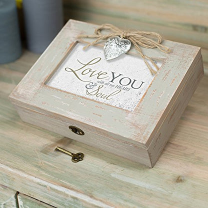 Cottage Garden Love with All My Heart Soul Natural Taupe Jewelry Music Box Plays You Light Up My Life