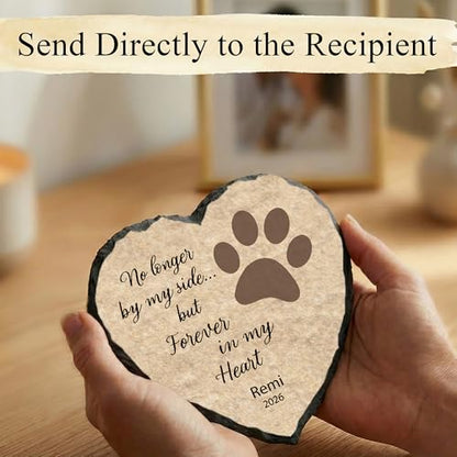 Personalized Dog Memorial Stone, No Longer by My Side Heart Plaque, Pet Loss Gift for Dogs Headstone (S-009) - color: S-009