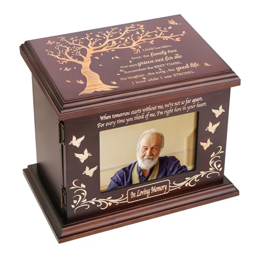 DGDCDV Cremation Urns for Human Ashes Male Female with Photo Frame | Large Wooden Memorial Urns for Adult Woman Men Human Ashes, Decorative Burial Funeral Urns Box and Caskets for Ashes