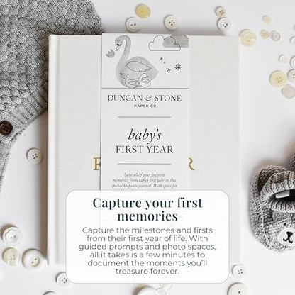 Duncan & Stone Baby Book First Year Memory Keepsake, Linen, Dusty Rose - color: Dusty Rose