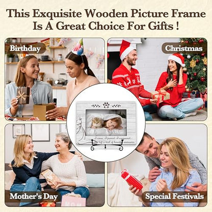 Cat Memorial Picture Frame, Cute Pet Wood Photo Frame With Stand, Cat Lover Gifts, Remembrance Sympathy Gifts for Loss of Cat, Left A Trail Of Beautiful Memories Frame -d05