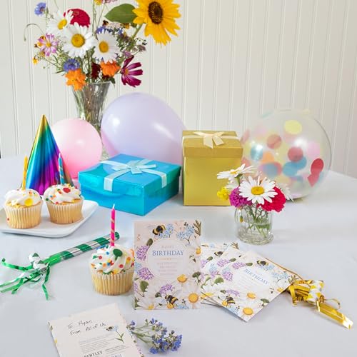Happy Birthday Bee Forget Me Not Seed Packets - Set of 25 - Thank You Gifts - Wildflower Seeds for Planting - Floral Gifts - Thank You Card - Wild Flowers Bulk - style: Happy Birthday