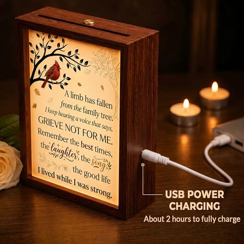 Sympathy Gifts for Loss of Loved One, LED Wood Memorial Shadow Box, 3 Lighting Modes, Bereavement Condolences Remembrance Gifts, 7.4''x5.5''x2.1'' - color: A Limb