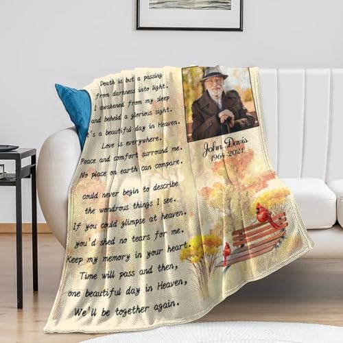 Custom Memorial Blanket with Picture Personalized Sympathy Remembrance Condolences Bereavement Gifts Sympathy Gifts for Loss of Loved One Mother Dad Grandma Grandpa Sister Daughter Friend - color: Design11