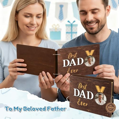 CY2SIDE Best Dad Ever Album Scrapbook - Father’s Day Wooden Scrapbook Craft Kit, DIY Photo Memories Book with 30 Pages Birthday Gift for Father’s Day, DIY Handmade Scrapbook Gift for Dad Grandpa - style: Best Dad Ever