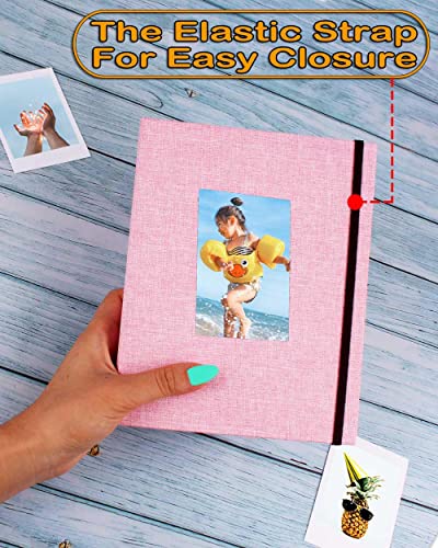 GPIRAL Small Photo Album 4x6 – Clear Pages, Linen Cover with Front Window, Pack of 2, Each Small Album Holds 52 Photos, Small Brag Book Photo Album for 4x6 Photos, Pink Fabric - color: Pink, size: 4x6"-2 PACK