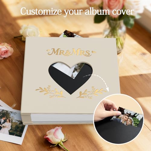 Wedding Photo Album 4x6 400 Pockets, Beige Linen Memory Book Gift - color: Beige with White inner pages