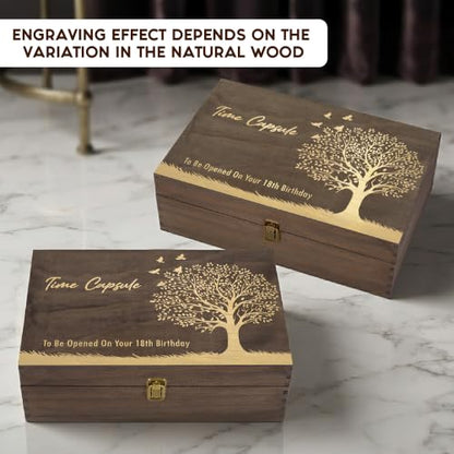 Time Capsule Engraved Wooden Keepsake Box, Memory Box to Be Opened on 18th Birthday with Inside Engraving, Baby Milestone Storage Gift for Photos, Cards & Precious Keepsakes X-Large 14.15 x 9.5 x 4.5" - size: X-Large, style: Time Capsule