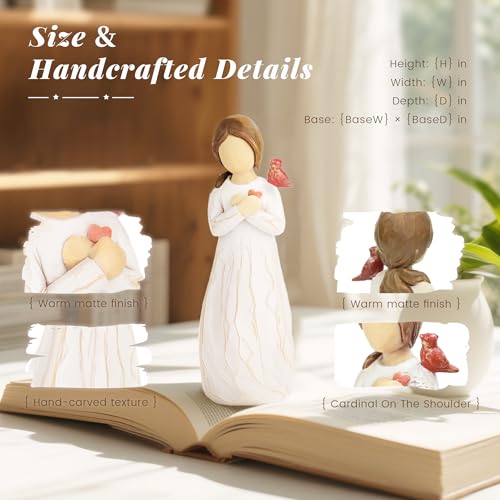 Cardinal Gifts for Women Angel Cardinal Figurine Decor Memorial Sympathy Gifts for Loss of Loved One Hope in Heart - style: Heartfelt