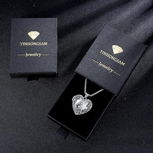 925 Sterling Silver Pictures Locket Necklace for Women Men - color: Black plated 5
