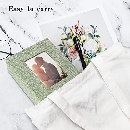 Vienrose 4x6 Photo Album,100 Pockets,Linen Cover with Window,Grass Green | Cover Window, Acid Free Pages, Linen Hardcover, Baby Wedding Family Photos - color: Grassgreen, size: 100 Pocket