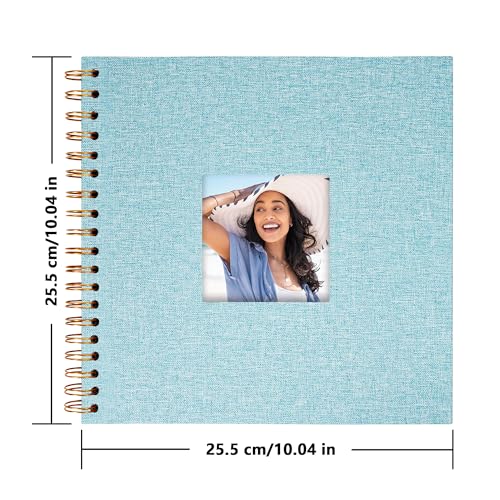Linen Covered Scrapbook Photo Album, 10x10 Inches with Hardcover Kraft White Pages - Ideal for Travel, Wedding, Guest Book, Christmas, Baby Shower (20 Sheets/40 Pages) | Hardcover Kraft White Pages, Wedding Guest Book, Travel Memory Book, Christmas, Baby