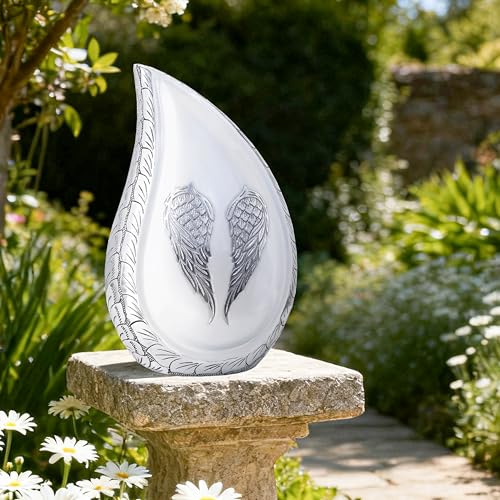 M MEILINXU White Angel Wings Urns for Human Ashes Adult Female, Full Size