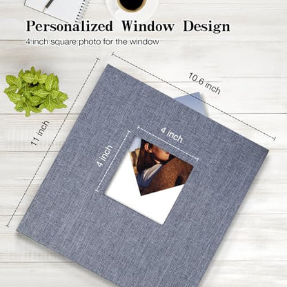 potricher Self Adhesive Photo Album 40 Pages, Linen cover, Gray | Photo Album Self Adhesive 4x6 5x7 8x10 Pictures, Linen Cover DIY Scrapbook Albums for Family, Wedding, Baby, Anniversary - color: Gray, size: 11x10.6 Inches 40 Pages