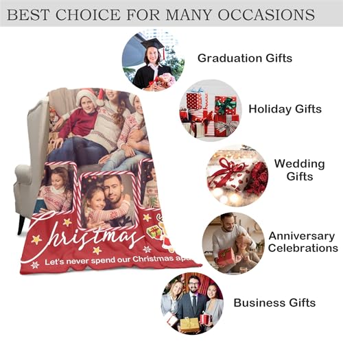 M YESCUSTOM Christmas Family Blanket Custom with 4 Photos Personalized Throw Blanket for Best Friend Custom Photo Blanket Gift for Christmas Funny Xmas Gift for Women Men Him&her - color: Style 26