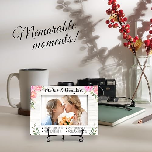 DETIHO Mom Picture Frame, 4"x6" Mothers Day Photo Gifts，Mom Wooden Picture - style: floral mother & daughter