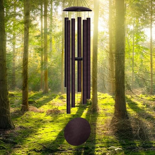 78" Extra Large Wind Chimes for Outside, 6 Thick and Bold Aluminum Tubes | Deep Tone Tuned Relaxing Melody Wind Chime, Big Wind Chimes for Garden Patio Decor, Great Gift Idea for Mother's Day (Bronze) - color: Bronze, size: 78"