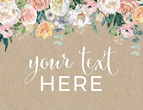 Andaz Press Peach Kraft Brown Rustic Floral Garden Party Wedding Collection Fully Personalized, Party Signs, Your Text Here, 8.5x11-inch, 1-Pack, Custom Made Any Text - color: Custom Fully