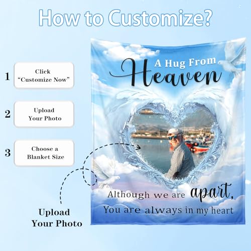 Personalized Sympathy Blanket Custom Memorial Blanket with Photos for Loss of Loved One in Loving Memory Bereavement Grief Gifts for Father Mother Husband Wife Friends (Style-3)
