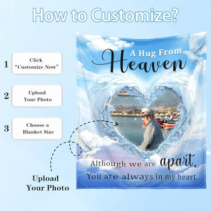 Personalized Sympathy Blanket Custom Memorial Blanket with Photos for Loss of Loved One in Loving Memory Bereavement Grief Gifts for Father Mother Husband Wife Friends (Style-3)