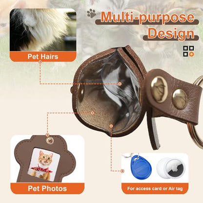 Pet Memorial Keychain Dog Paw Keepsake Photo Holder - color: 2pack Brown