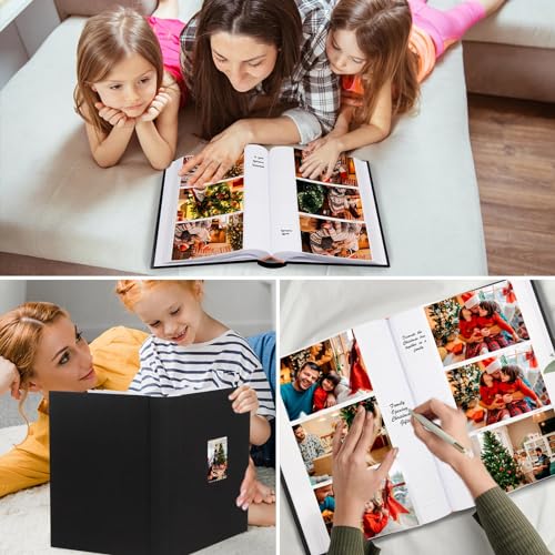 450 Pocket 4x6 Photo Album with Writing Space, Linen Cover, Black - color: Black