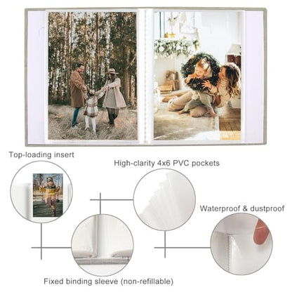 Photo Albums 4x6 Pictures, Polaroid Photos Album Book, Photo Book Small Linen Cover Photo Album, 50 Page Holds 100 Pictures, Photobook for Valentines Day, Anniversary, Vacations, Wedding Baby Beige - color: Beige
