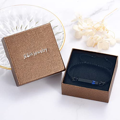 XSMZB Urn Bracelet for Ashes Stainless Steel Crystal Cube Cremation Bangle Locket Memorial Ashes Holder Keepsake for Women Men - color: Black-Blue