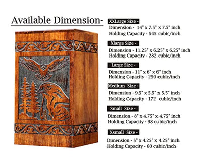 Wooden Urn for Human Ashes Adult Male/Women - Rosewood Funeral Cremation Urn for Ashes - Eagle Wooden Urns Hand-Crafted (L (11X6) 250 Cu/Inch) - color: L (11x6) 250 Cu/Inch