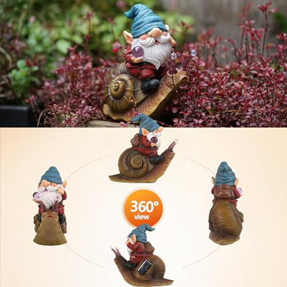Gnome Garden Decor Statue Solar Gnomes Decorationsfor Yard with Lantern Light Outdoor Decorations forBirthday Patio Mom Gift - style: Blue gnome 6.97in