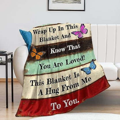 Get Well Gifts for Women Blanket After Surgery Warm Hugs Inspirational Religious Words Blankets and Throws Gifts for Sofa Couch Living Room 50"X40" - size: 50"x40"