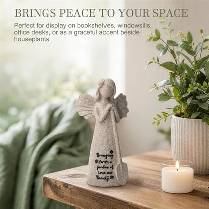 Gardening Gifts, Gardeners Gifts for Women, Friendship Gift for Gardener Friends, 5.9" Angel Resin Figurine Plant Lovers Birthday Mother's Day (Granite) - color: Gray Gardener