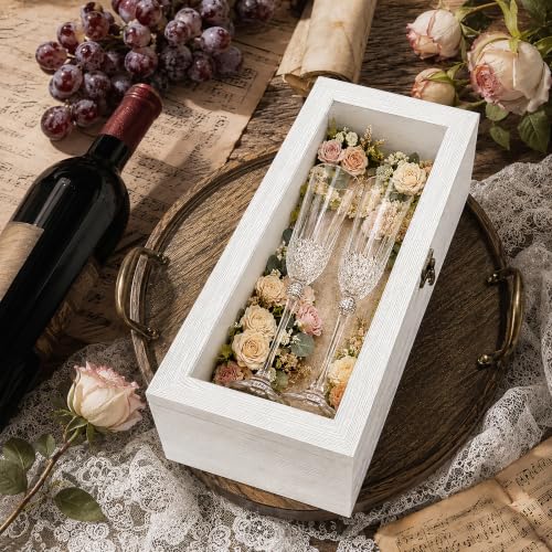 Muzilife 12.5x5 Rustic Shadow Box Pine Wood Picture Frame, 3.94 Deep, White - color: White, size: 12.5"x5"