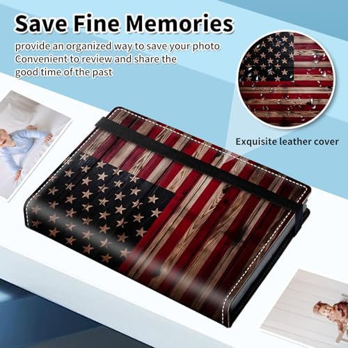 Photo Album 4x6 120 Pockets Photos with Elastic Band, PU Leather Photo Books Small Mini Capacity Picture Album for Family Wedding Travel Anniversary Baby Vacation Pictures, American Flag - color: American Flag