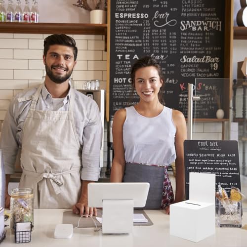 Ysglory 12 Pack Raffle Ticket Box Cardboard Suggestion Box with Slot Donation Ballot Boxes for Fundraising Collecting Business Card Voting Contest with Removable Title Board, 6 x 6 x 6 Inches - color: White - 12 Pack - 6 x 6 x 6 Inches