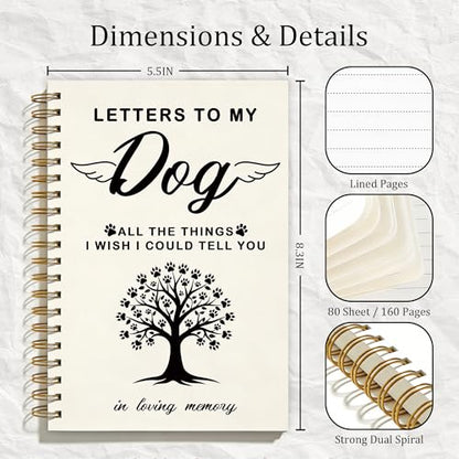FTKBGHY Loss of Dog Sympathy Gift Grief Journal Notebook, Memorial Notebooks Gifts for Loss of Dogs, Pet Remembrance Bereavement Gift, Letters to My Dog Journal, 5.5x8.3 Inch - color: Colour-14