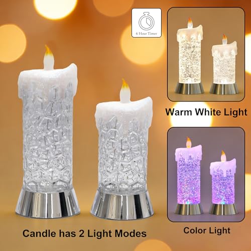 8.65" Lighted Acrylic Flameless LED Candles Swirling Glitter Globe - size: 8.65" Flameless Candles Figurine