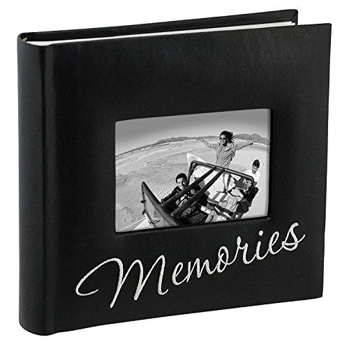 Malden International Designs Memories Cursive 2-Up With Memo Space Photo Album, 160-4x6, Black - color: Cursive Memories