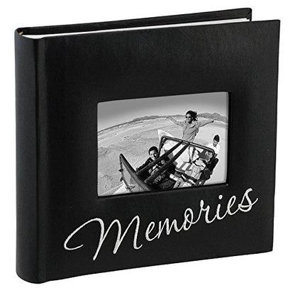 Malden International Designs Memories Cursive 2-Up With Memo Space Photo Album, 160-4x6, Black - color: Cursive Memories