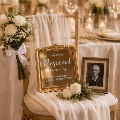Bucherry Vintage Wedding Memorial Reserved Chair Sign - style: in Loving Memory