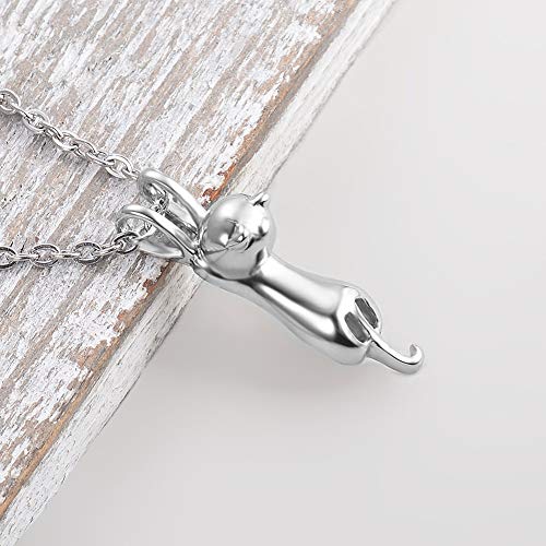Black Cat Animal Urn Necklace for Ashes Keepsake Memorial Cremation Pendant Jewelry - style: Silver Cat