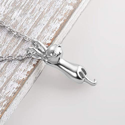 Black Cat Animal Urn Necklace for Ashes Keepsake Memorial Cremation Pendant Jewelry - style: Silver Cat