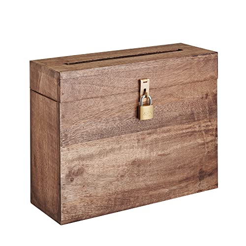 Wooden Wedding Card Box with Lock and Card Slot for Reception, Party W15 - color: Walnut