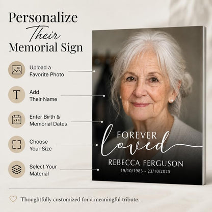 Personalized Forever Loved Memorial Sign with Photo for Funeral - color: Design 1