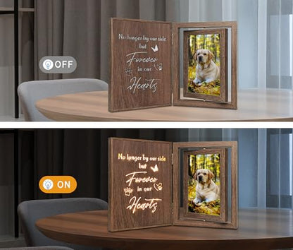 EYITUPC Lighted Pet Memorial Frame: Dog or Cat Loss, No Longer by Our Side - color: Forever in Our Hearts